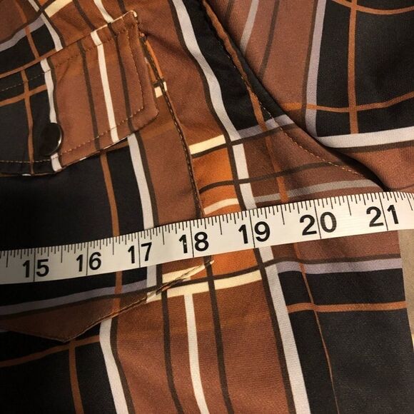 Uomoz Stretchy fleece lined long Sleeve collared snap plaid shacket jacket -L - Picture 11 of 11